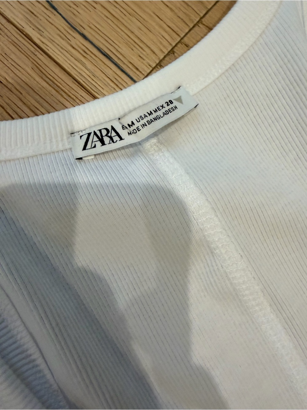 Zara White Ribbed Crewneck Tank